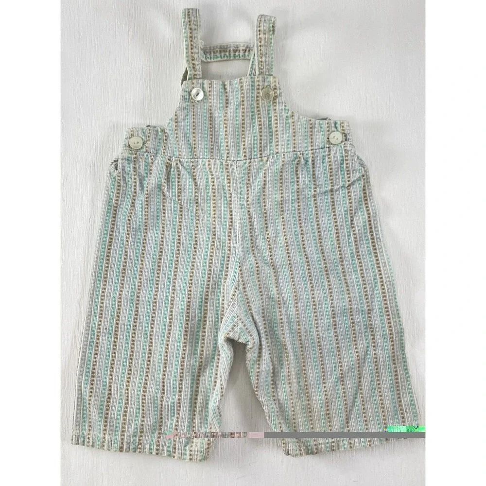 Vintage baby overalls Mint Green gray Blue Brown Corduroy Button 1960s HANTEX
